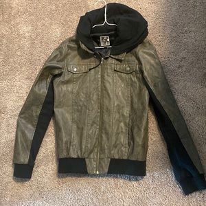 Volcom zip up faux leather hoodie